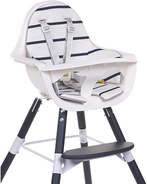Childhome OUTLET - Cuscino per Seggiolone Evolutivo Evolu 2 Chair, Righe Bianco/Blu - 100% Jersey di Cotone Accessori per Seggioloni