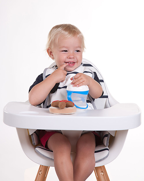 Childhome OUTLET - Cuscino per Seggiolone Evolutivo Evolu 2 Chair, Righe Bianco/Blu - 100% Jersey di Cotone Accessori per Seggioloni