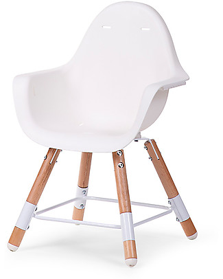 Childhome OUTLET Evolu 2 Chair Seggiolone Evolutivo e Convertibile - Bianco/Legno - Da 6 mesi a 6 anni - Pezzo di Showroom Seggioloni