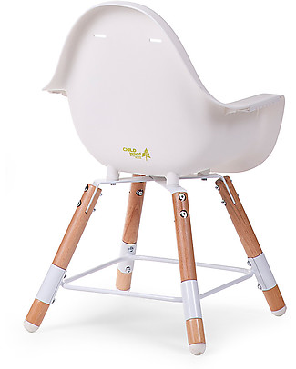 Childhome OUTLET Evolu 2 Chair Seggiolone Evolutivo e Convertibile - Bianco/Legno - Da 6 mesi a 6 anni - Pezzo di Showroom Seggioloni