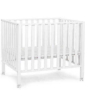 Childhome OUTLET - Lettino Culla con Ruote - 98 x 78 x 80 cm - Bianco - Tre Altezze - Pezzo di Showroom Lettini con Sbarre