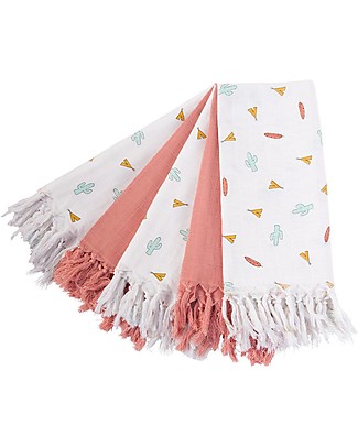 Childhome Panni in Mussola - Tipi + Nude Con Frange - 5 Pezzi - 100% Cotone Copertine Swaddles