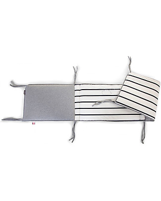 Childhome Paracolpi Imbottito Marin - Righe Bianco e Blu - 35x170 Cm - Cotone Paracolpi