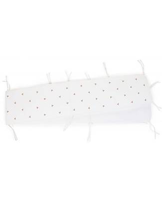 Childhome Paracolpi Imbottito per Culla - 340 x 35 x 2 cm - Jersey + Mussola - Cuori Paracolpi