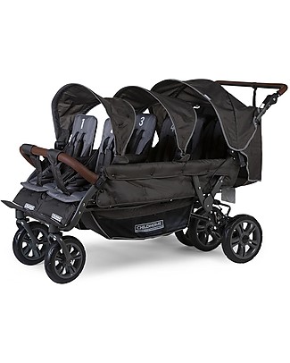 Childhome Passeggino da 6 Posti con Autofreno - Antracite/Effetto Pelle - da 6 a 36 mesi Passeggini Doppi
