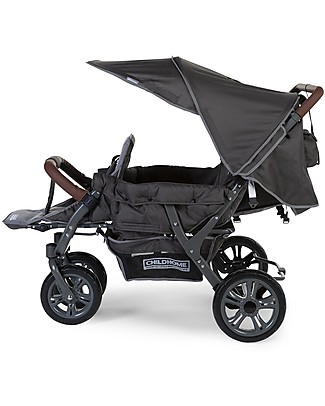 Childhome Passeggino Trigemellare Antracite - Maniglione in Pelle! Passeggini Gemellari