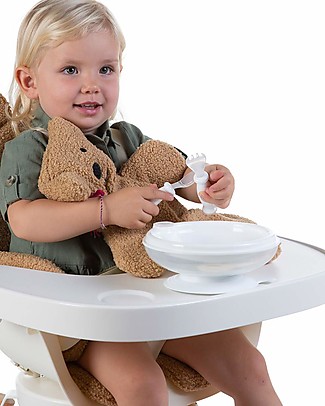 Childhome Piatto Riscaldante con Forchetta e Cucchiaio - Bianco Scintillante Piatti e Scodelle