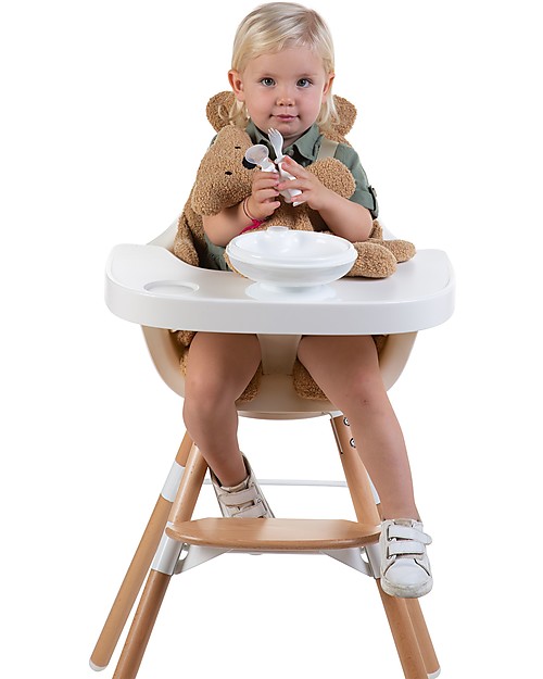 Childhome Piatto Riscaldante con Forchetta e Cucchiaio - Bianco Scintillante Piatti e Scodelle