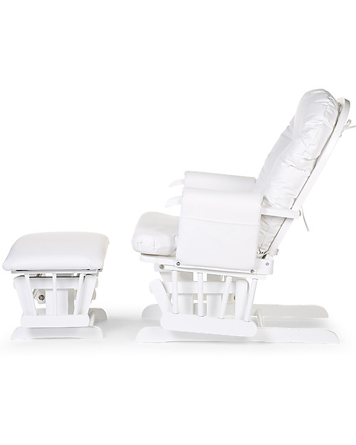 Childhome Poltrona da Allattamento con Poggiapiedi - Bianco - Legno Poltrone