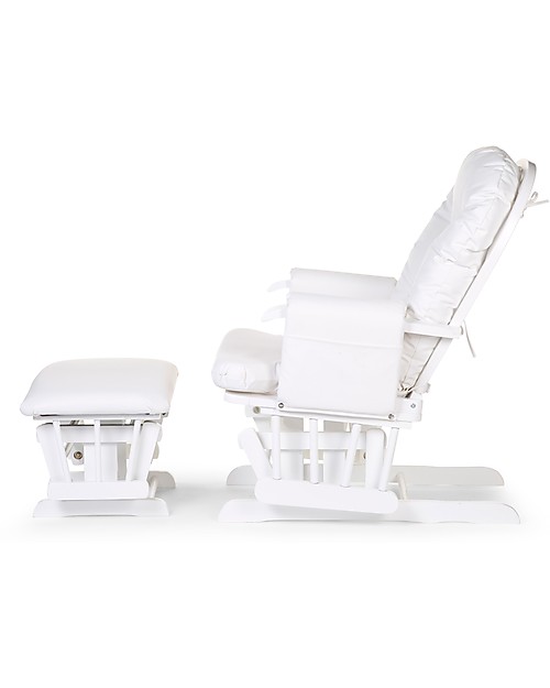 Childhome Poltrona da Allattamento con Poggiapiedi - Bianco - Legno Poltrone