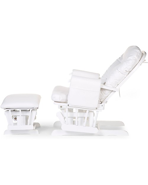 Childhome Poltrona da Allattamento con Poggiapiedi - Bianco - Legno Poltrone