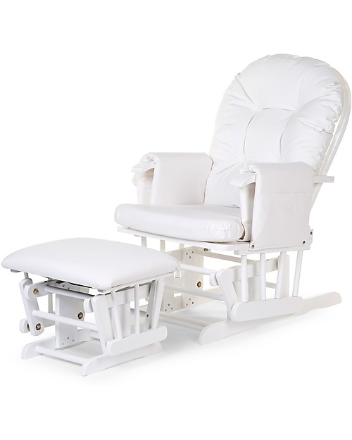 Childhome Poltrona da Allattamento con Poggiapiedi - Bianco - Legno Poltrone