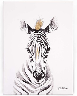 Childhome Quadro ad Olio Zebra con Dettagli Dorati - 30x40 cm Decorazioni