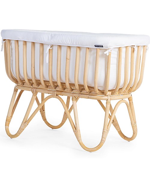 Childhome Rivestimento Rettangolare per Culla in Rattan - Bianco - 90,0 x 52,0 x 35,0 cm Culle e Ceste