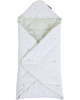 Childhome Sacco Nanna Universale in Jersey di Cotone e Vichy - Forest - 75x75cm - Certificato Oeko-tex Culle e Ceste