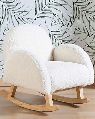 Childhome Sedia a Dondolo Bianca in Tessuto Teddy - per Bambini Sdraiette_