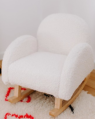 Childhome Sedia a Dondolo Bianca in Tessuto Teddy - per Bambini Sdraiette_