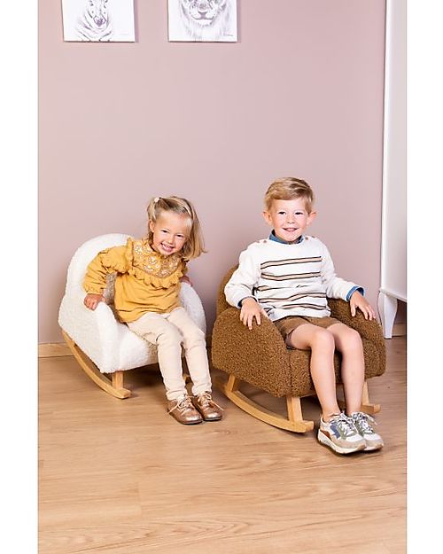 Childhome Sedia a Dondolo Marrone in Tessuto Teddy - per Bambini Sedie a Dondolo