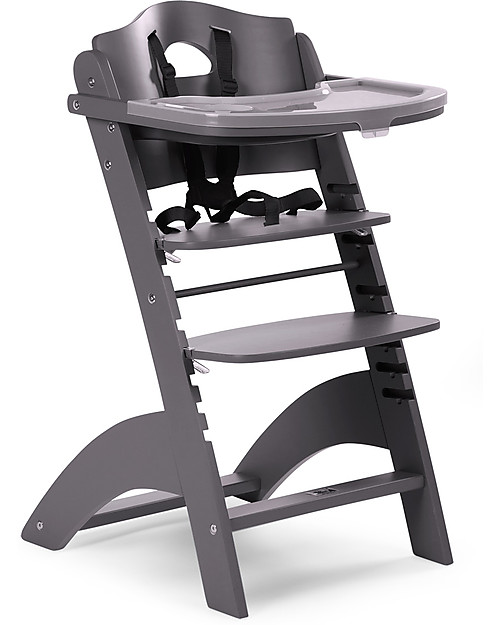 Childhome Seggiolone Evolutivo in Legno Lambda 2, Antracite - Diventa sedia normale, fino  a 85Kg! Seggioloni Pappa