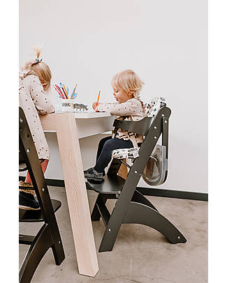 Childhome Seggiolone Evolutivo in Legno Lambda 3, Antracite - Diventa sedia normale, fino a 85Kg! Seggioloni Pappa