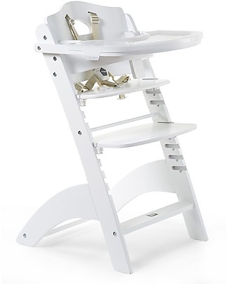 Childhome Seggiolone Evolutivo in Legno Lambda 3, Bianco - Diventa sedia normale, fino a 85Kg! Seggioloni Pappa