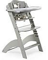 Childhome Seggiolone Evolutivo in Legno Lambda 3, Grigio Pietra - Diventa sedia normale, fino  a 85Kg! Seggioloni Pappa