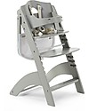 Childhome Seggiolone Evolutivo in Legno Lambda 3, Grigio Pietra - Diventa sedia normale, fino  a 85Kg! Seggioloni Pappa