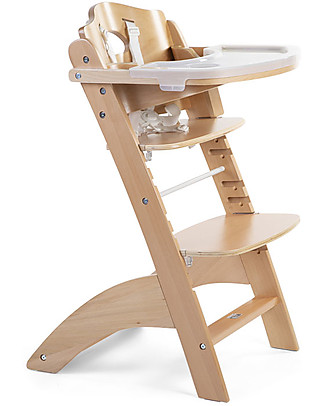 Childhome Seggiolone Evolutivo in Legno Lambda 3, Naturale - Diventa sedia normale, fino a 85Kg! Seggioloni Pappa