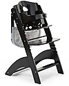 Childhome Seggiolone Evolutivo in Legno Lambda 3, Nero - Diventa sedia normale, fino  a 85Kg! Seggioloni Pappa