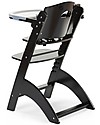Childhome Seggiolone Evolutivo in Legno Lambda 3, Nero - Diventa sedia normale, fino  a 85Kg! Seggioloni Pappa