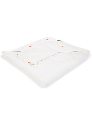 Childhome Set Bagnetto Accappatoio + Manopola - Cuori - Cotone e Spugna Accappatoi e Asciugamani