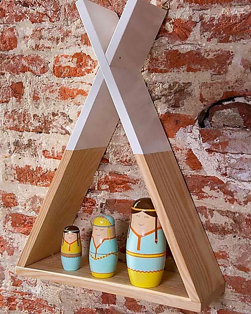 Childhome Set Cameretta - Lettino Tipi in Faggio 140x70 cm + Coprimaterasso e Mensola + Materasso e Doghe Incluse! Letti Montessoriani
