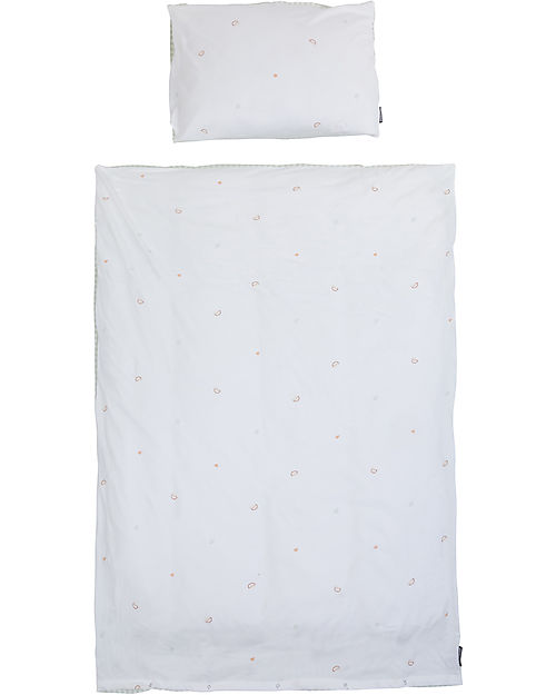 Childhome Set Copripiumino e Federa - Jersey di Cotone e Vichy - Forest - 100x140cm -Certificato Oeko-tex Set Copripiumino