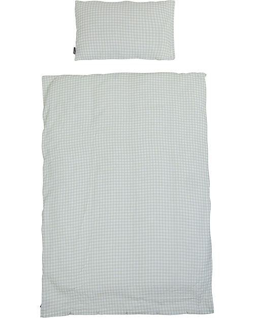 Childhome Set Copripiumino e Federa - Jersey di Cotone e Vichy - Forest - 100x140cm -Certificato Oeko-tex Set Copripiumino