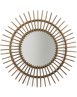 Childhome Specchio in Rattan Aura, Naturale - 90 x 5 x 90 cm Decorazioni da Parete