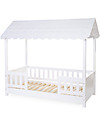 Childhome Struttura Letto con Tetto + 2 Sponde - Legno Bianco - 70x140 cm Lettini con Sbarre