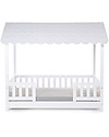 Childhome Struttura Letto con Tetto + 2 Sponde - Legno Bianco - 70x140 cm Lettini con Sbarre