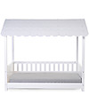 Childhome Struttura Letto con Tetto + 2 Sponde - Legno Bianco - 70x140 cm Lettini con Sbarre
