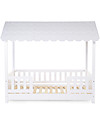 Childhome Struttura Letto con Tetto + 2 Sponde - Legno Bianco - 70x140 cm Lettini con Sbarre