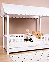 Childhome Struttura Letto con Tetto + 2 Sponde - Legno Bianco - 70x140 cm Lettini con Sbarre