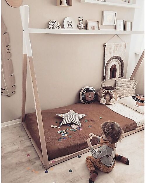 Childhome Struttura Letto Tipi, Legno di Faggio Massello - 200x90 cm Letti Montessoriani