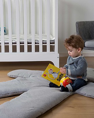 Childhome Tappeto gioco Orso, Grigio - 100% Cotone Tappeti Gioco Imbottiti