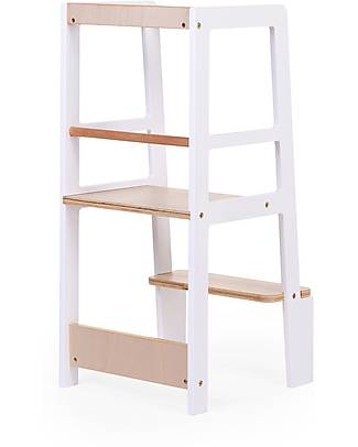 Childhome Torre di Apprendimento - Biaco Naturale - 90x40x41 cm Torri Montessoriane_