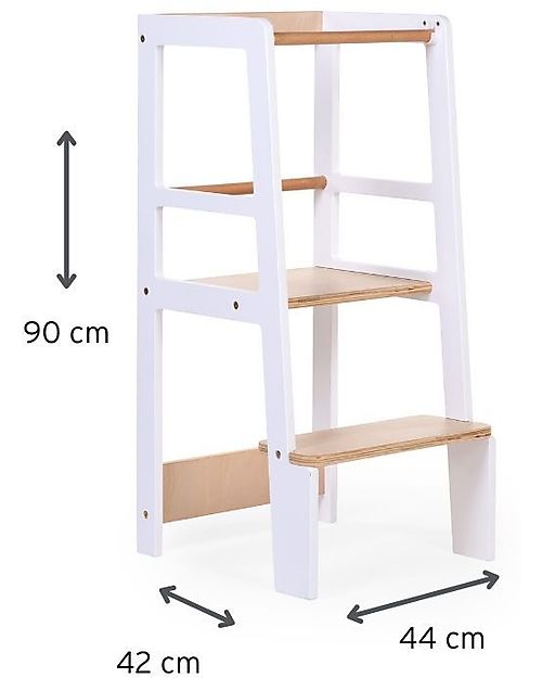 Childhome Torre di Apprendimento - Bianco Naturale - 90x40x41 cm Torri Montessoriane_