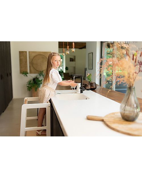 Childhome Torre di Apprendimento - Bianco Naturale - 90x40x41 cm Torri Montessoriane_