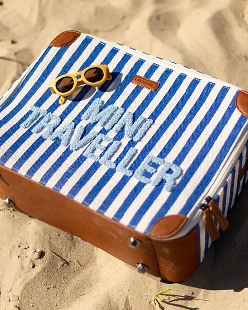 Childhome Valigia Bimbi Mini Traveller - Righe - Blu Elettrico/Azzurro - 40 x 30 x 15cm Borse da Viaggio