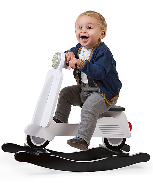 Childhome Vespa Scooter a Dondolo Black & White - Dai 12 Mesi Cavalcabili