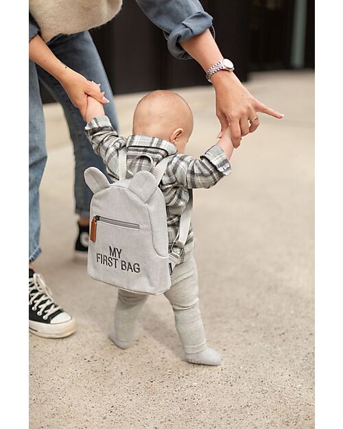 Childhome Zainetto My First Bag - Grigio - Canvas - 20 x 8 x 24 cm unisex ( bambini)