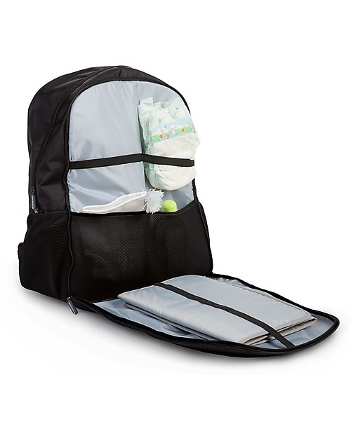 Childhome Zaino Daddy Bag - 36 x 20 x48 cm - Nero - Include Materassino per il Cambio! Zaini Fasciatoio