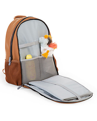 Childhome Zaino Fasciatoio - Effetto Pelle Marrone - con Materassino per il Cambio Zaini Scuola